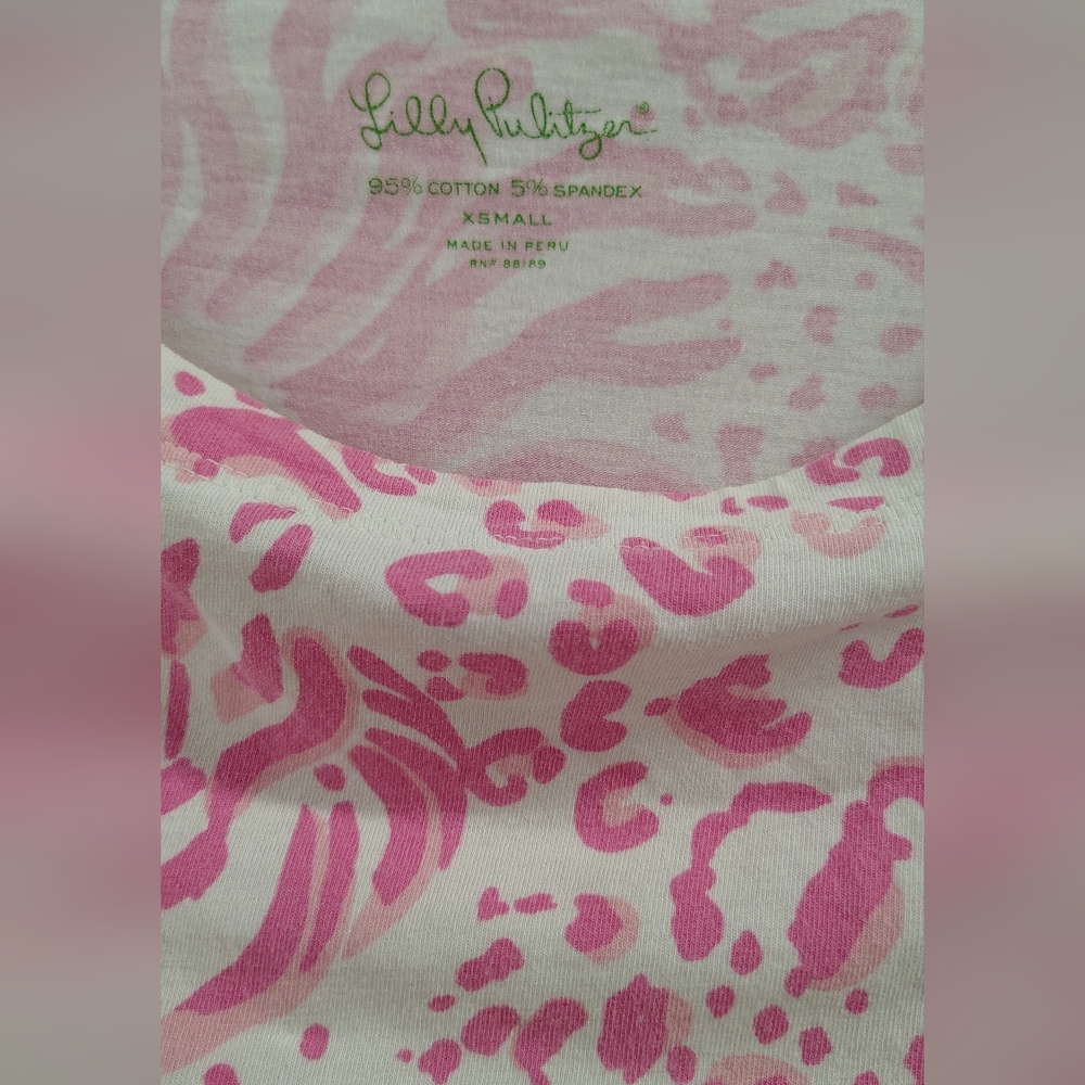 Lilly Pulitzer 'Get Spotted' Pink Lion Top Boat Neck Tie-Waist Sz XS - Picture 6 of 6